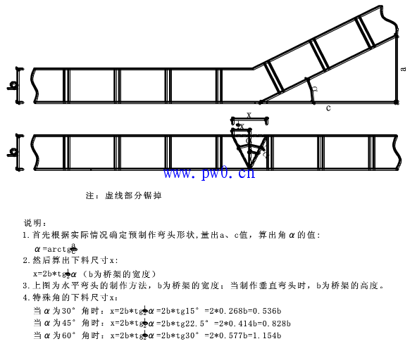 电缆桥架弯头制作方法及公式图解