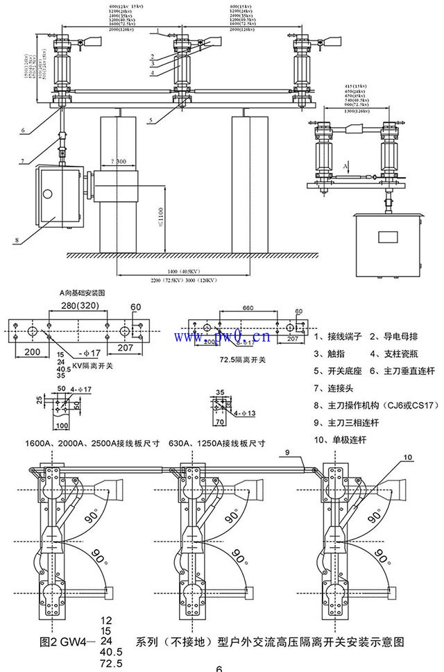 户外隔离开关安装图_10kv隔离开关安装图