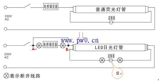 日光灯改led灯接线图解