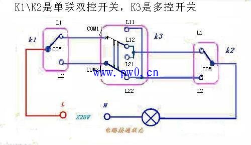 电灯三开三控线路图