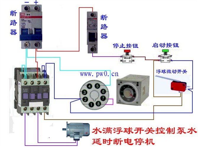 电动机延时控制接线电路图
