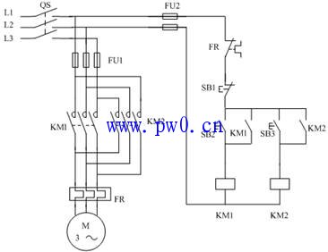 双互锁顺逆启动交流接触器控制电动门接线图