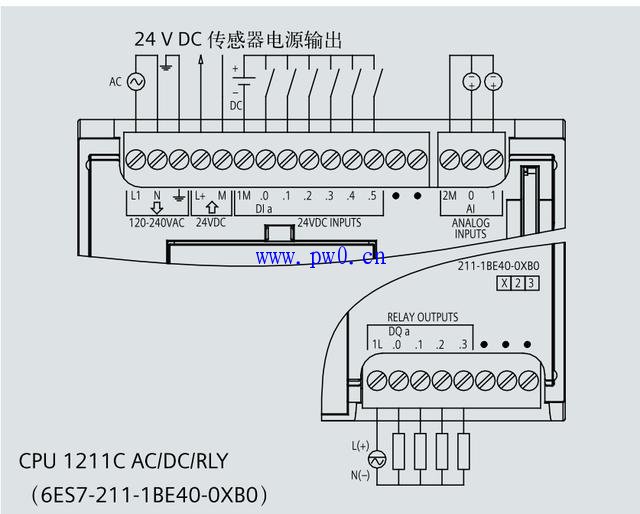 西门子S71200plc中央处理单元接线图