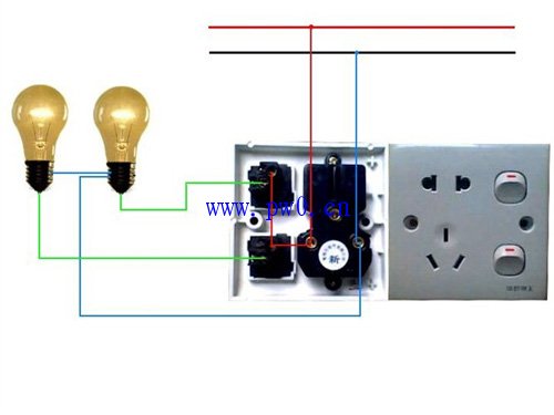 双灯双开关照明灯接线图