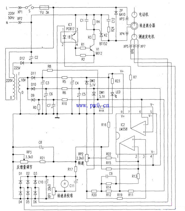 电磁调速电动机控制器原理图分析