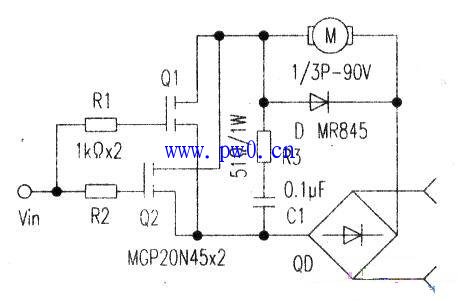 交流供电的直流电机驱动电路图