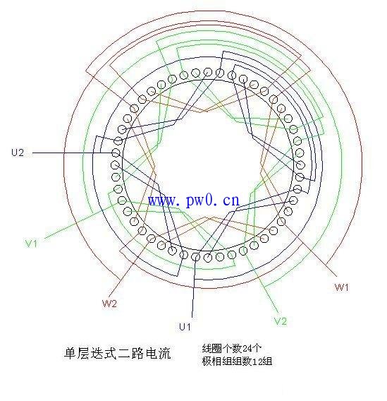 48槽4极三相异步电动机接线图