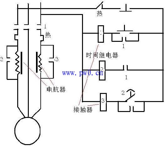 串联电抗器降压起动控制电路图