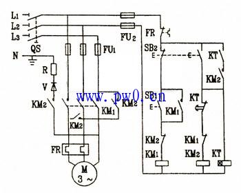 无变压器半波整流能耗制动电路图