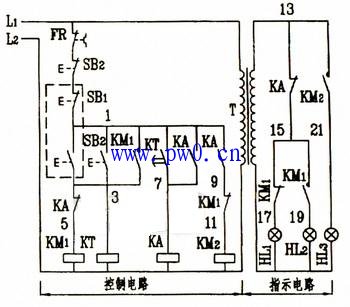 时间继电器控制自耦变压器降压启动电路图
