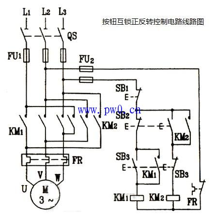 电机按钮互锁正反转控制电路图