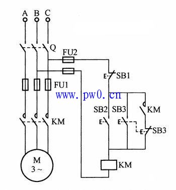 电动机点动断续运转和自锁持续运转控制接线图