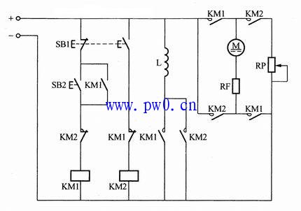 按钮控制直流电动机反接制动接线图
