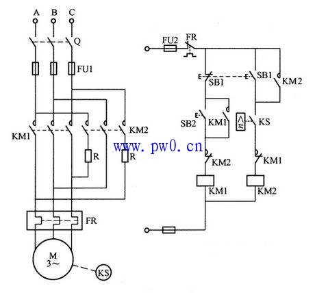 异步电动机反接制动控制接线图