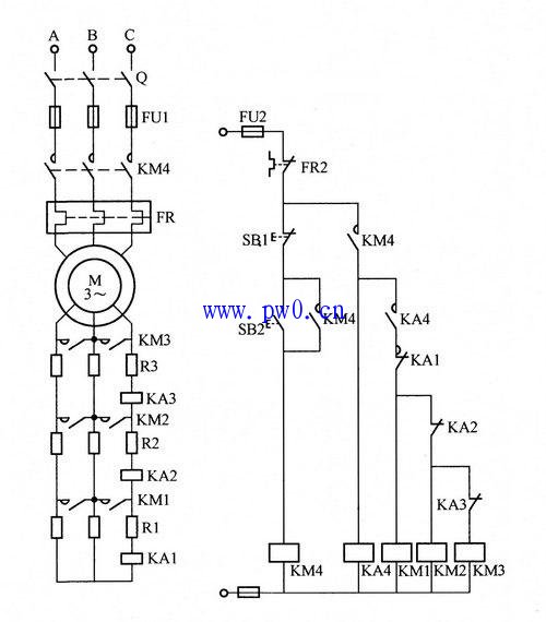 按电流原则短接电动机转子启动电阻控制电路接