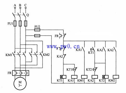电动机可逆正反转自动控制电路接线图