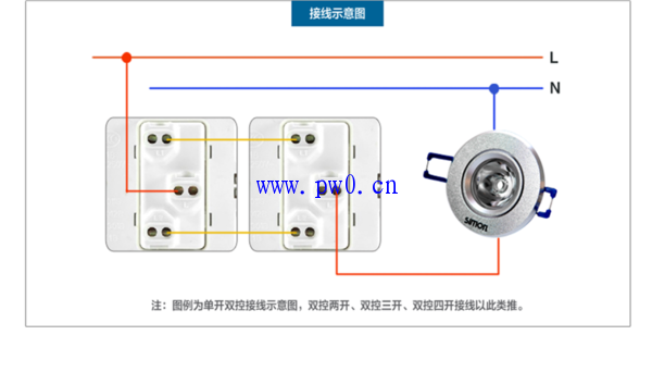 西蒙三控开关接线图