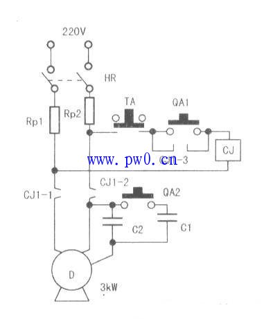 三相电机改单相电源电容启动电路图
