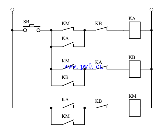 单按钮电机启停控制电路图讲解