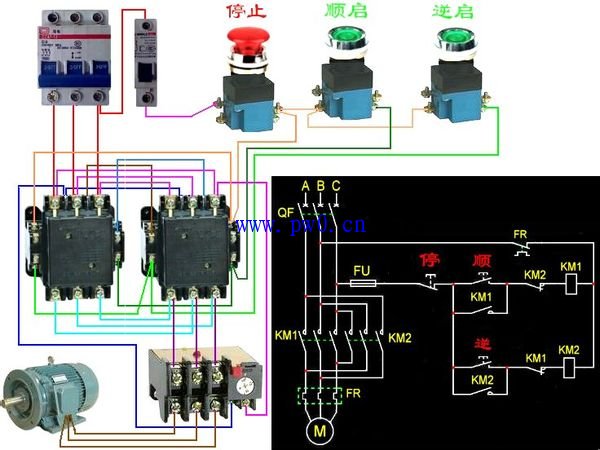 380v交流接触器互锁及限位实物接线图