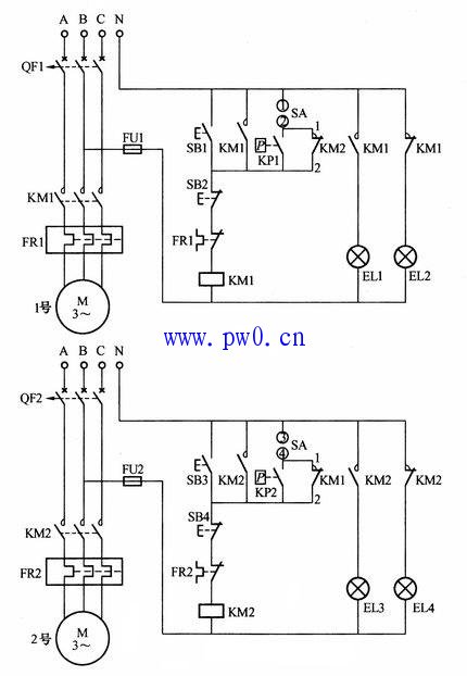 双电动机自动切换控制接线图