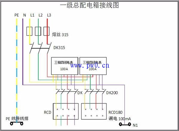 家用380v配电箱接线图