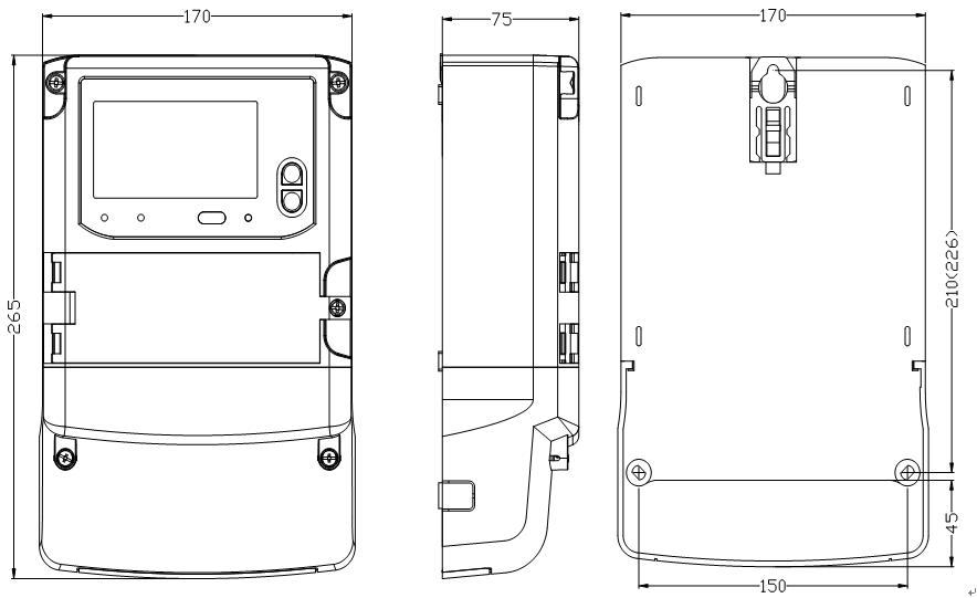 智能电表功能端子接线图及安装尺寸图